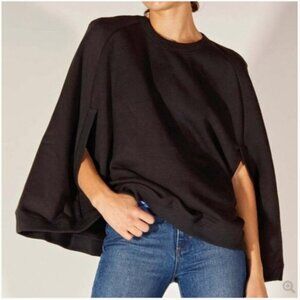 NWT Cynthia Rowley Classic Black Cape Sweatshirt Top